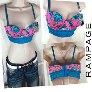 NWT Rampage Lace & Flowers Busty Bustier Corset Convertible Bra Sexy Crop Top